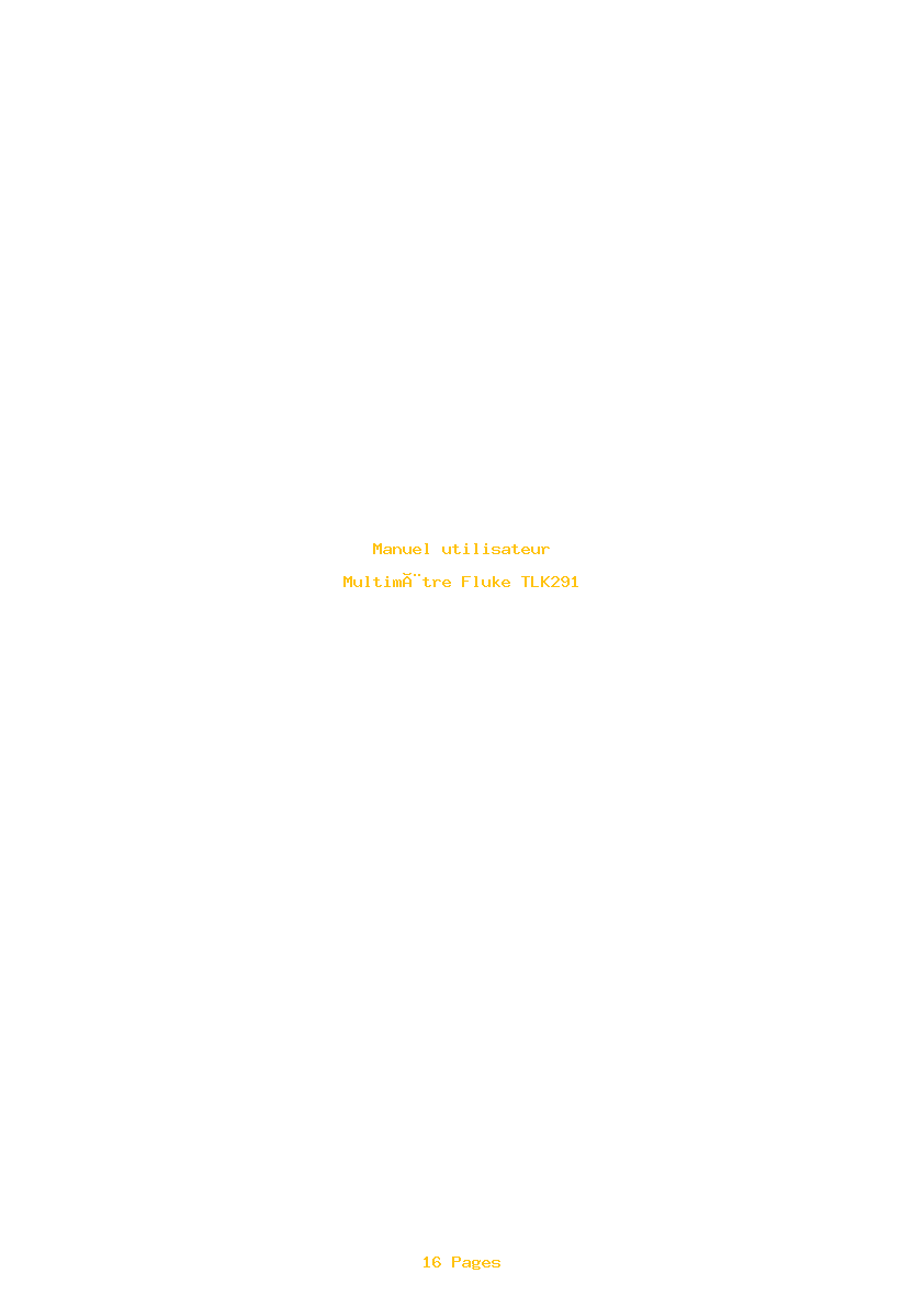 Page 1 de la notice Manuel utilisateur Fluke TLK291