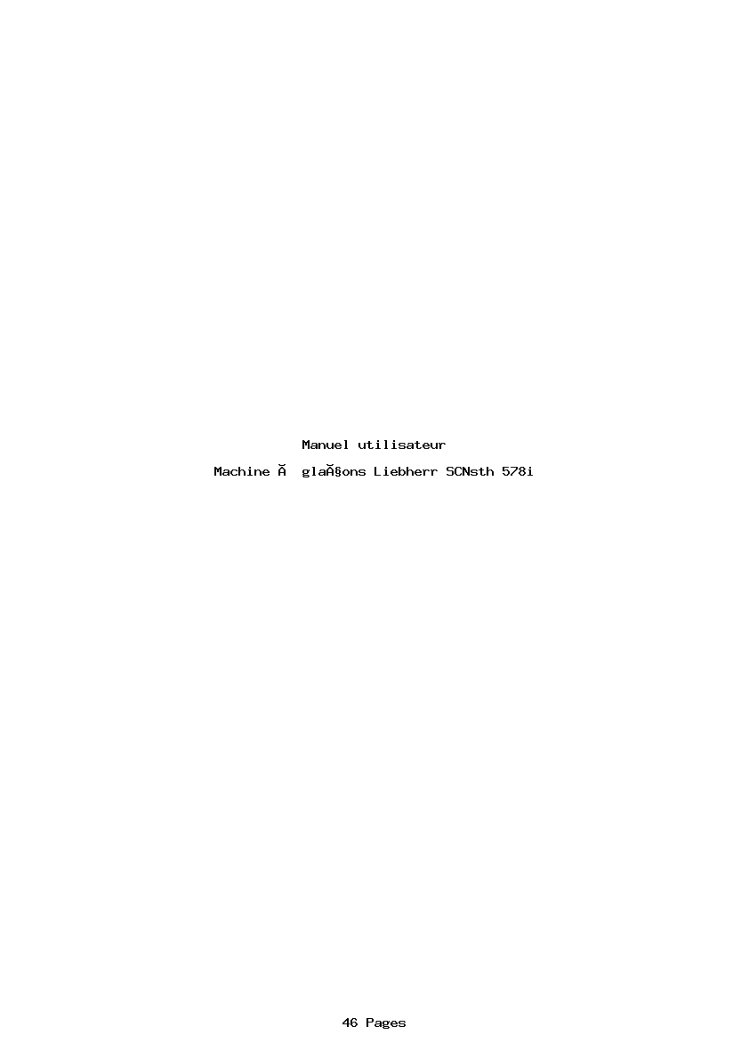 Page 1 de la notice Manuel utilisateur Liebherr SCNsth 578i