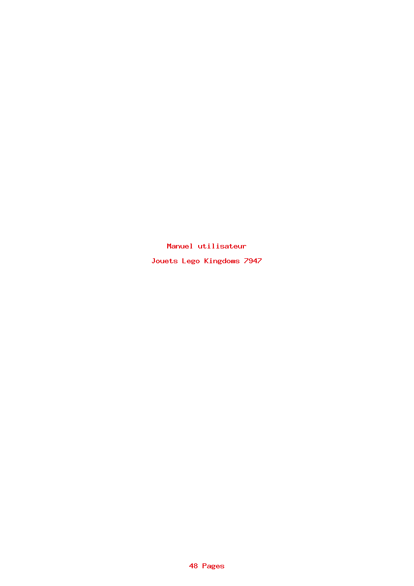 Page 1 de la notice Manuel utilisateur Lego Kingdoms 7947