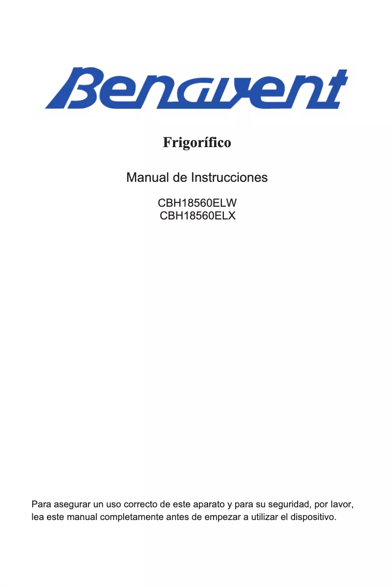 Página 1 del manual Manual de usuario Benavent CBH18560ELX