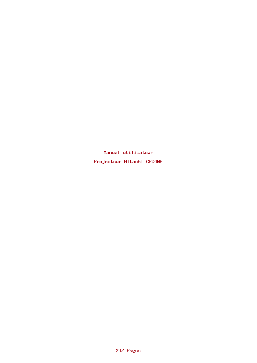 Page 1 de la notice Manuel utilisateur Hitachi CPX4WF