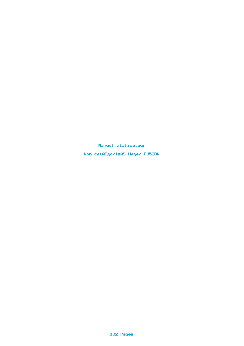 Page 1 de la notice Manuel utilisateur Hager FU52DN