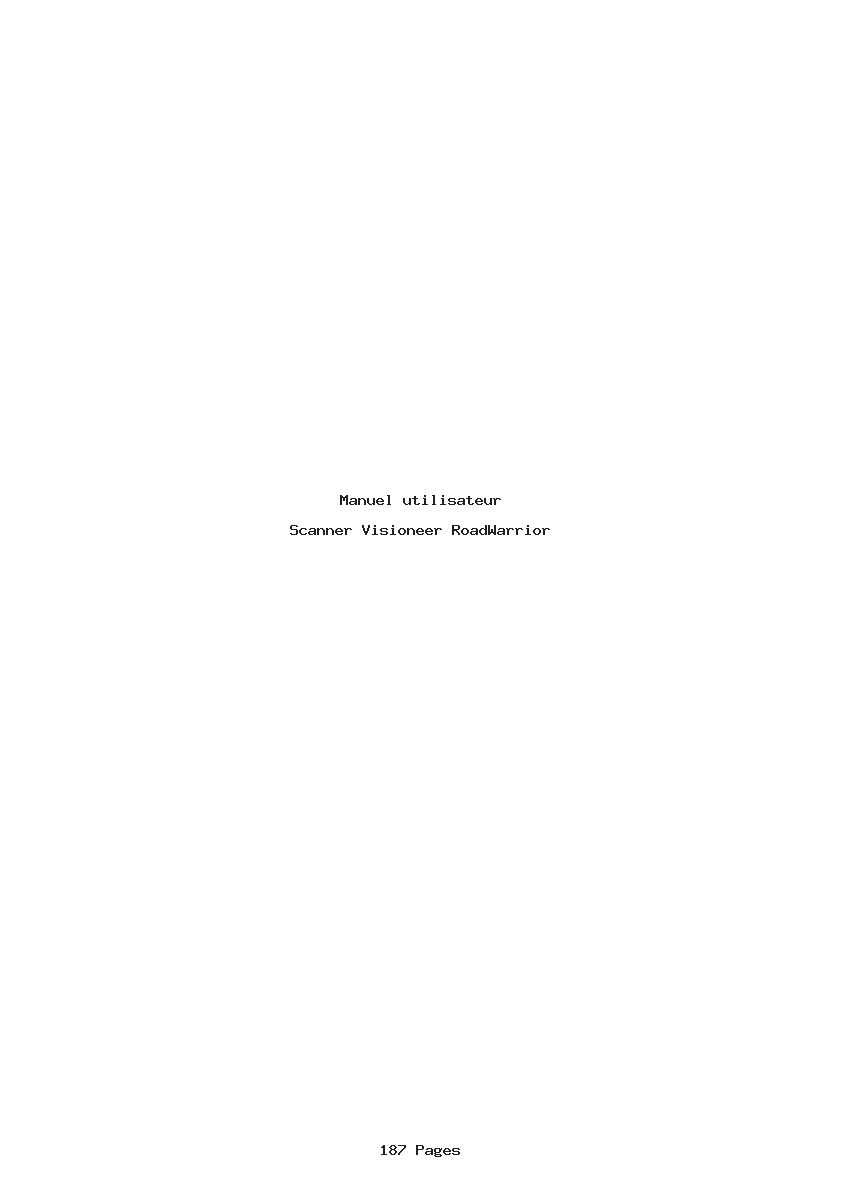 Page 1 de la notice Manuel utilisateur Visioneer RoadWarrior
