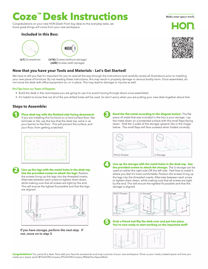 Page 1 de la notice Manuel utilisateur HON Coze