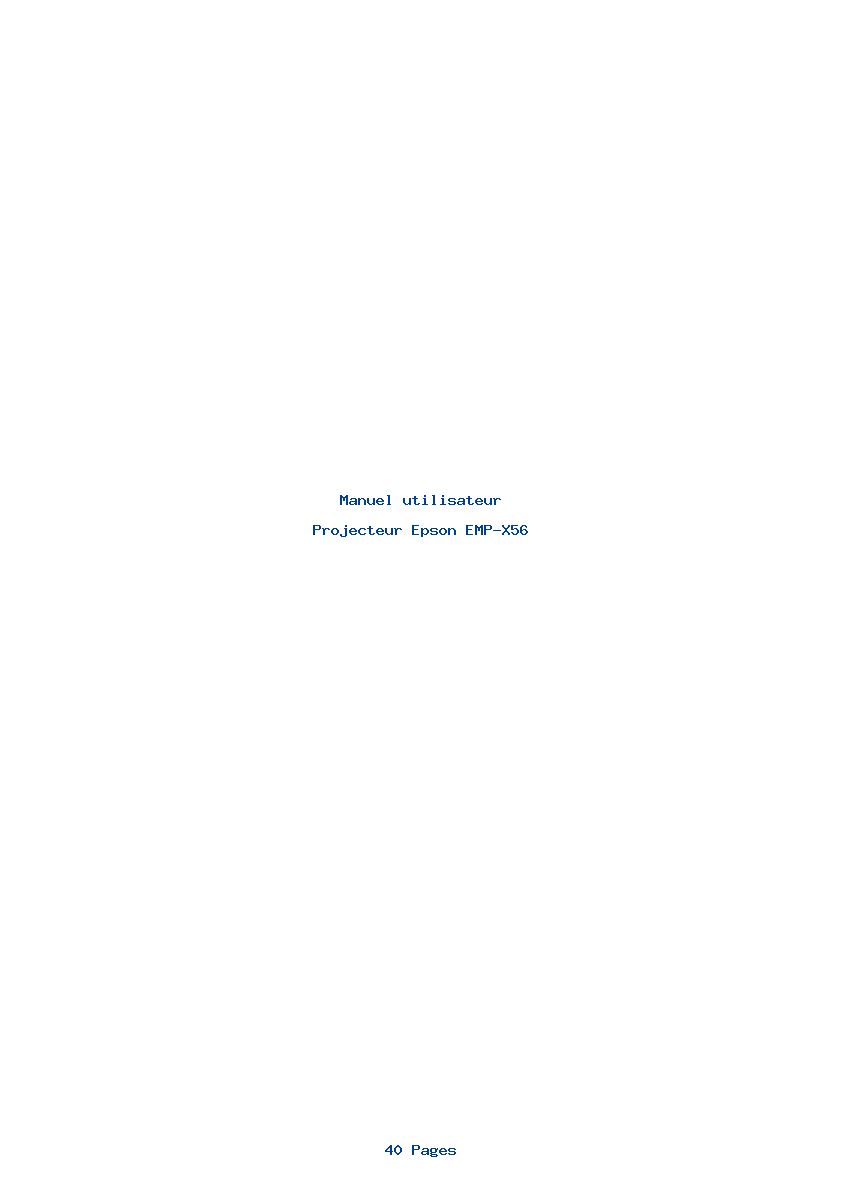 Page 1 de la notice Manuel utilisateur Epson EMP-X56