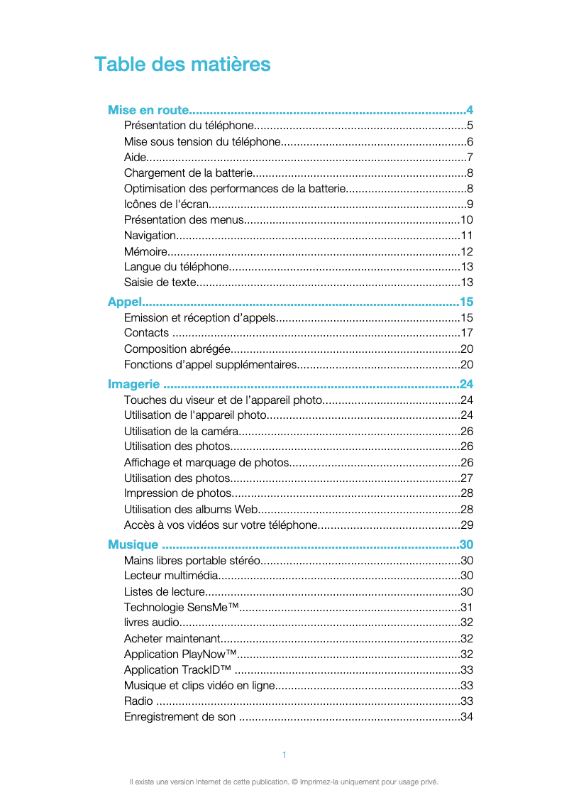 Page 1 de la notice Manuel utilisateur Sony Ericsson J10i2