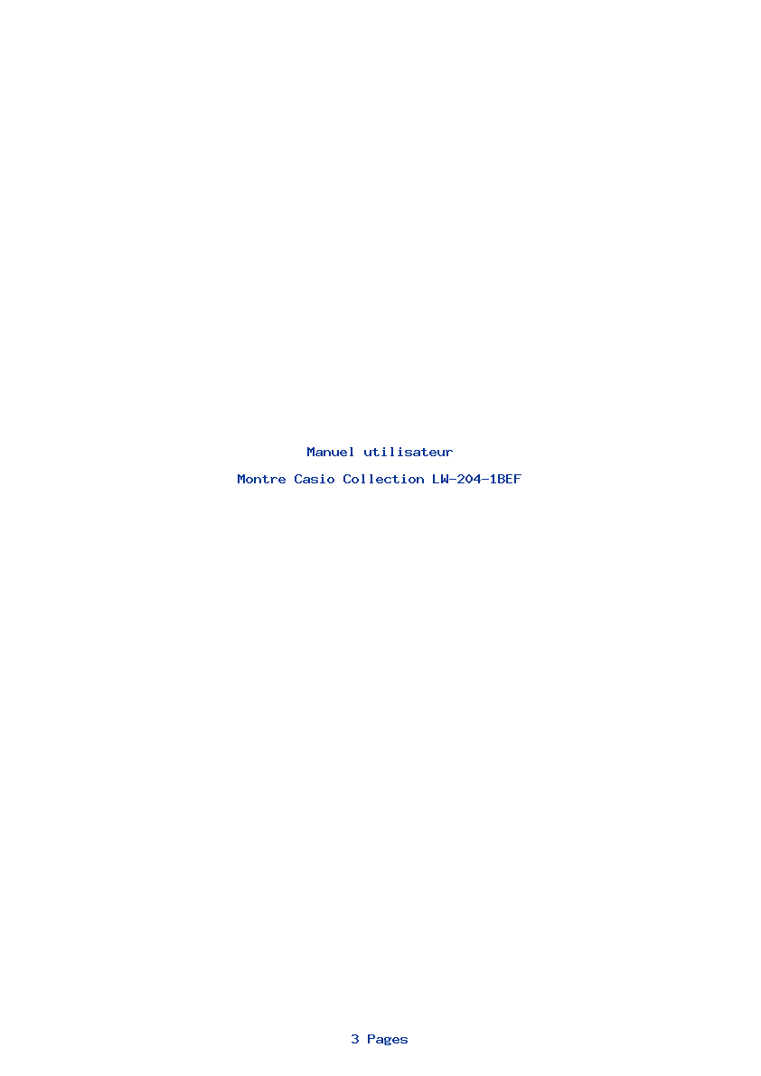 Page 1 de la notice Manuel utilisateur Casio Collection LW-204-1BEF