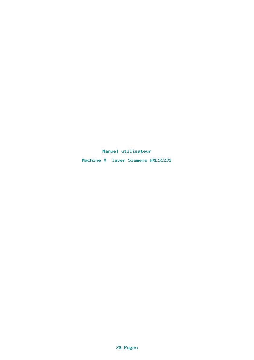 Page 1 de la notice Manuel utilisateur Siemens WXLS1231
