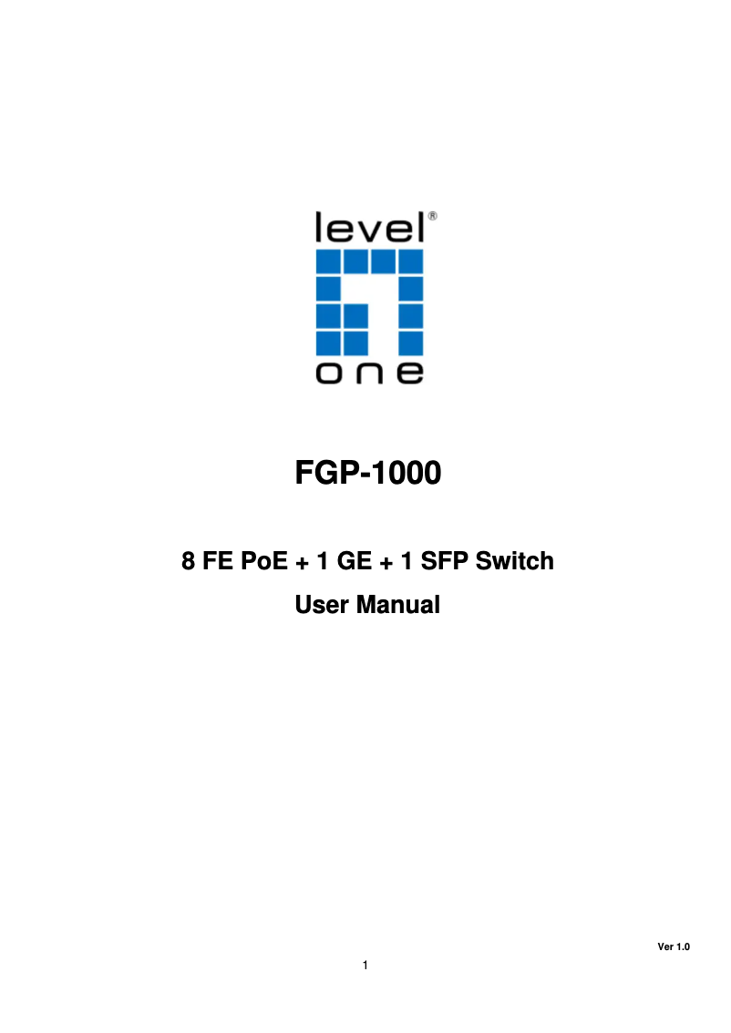 Page 1 of the manual Technical Sheet LevelOne FGP-1000