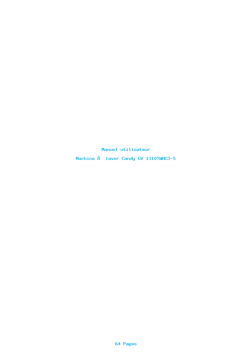 Page 1 de la notice Manuel utilisateur Candy GV 1310TWHC3-S