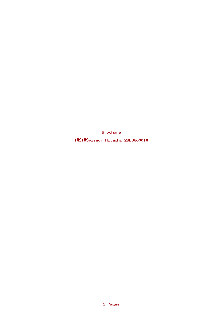 Page 1 de la notice Brochure Hitachi 26LD8000TA