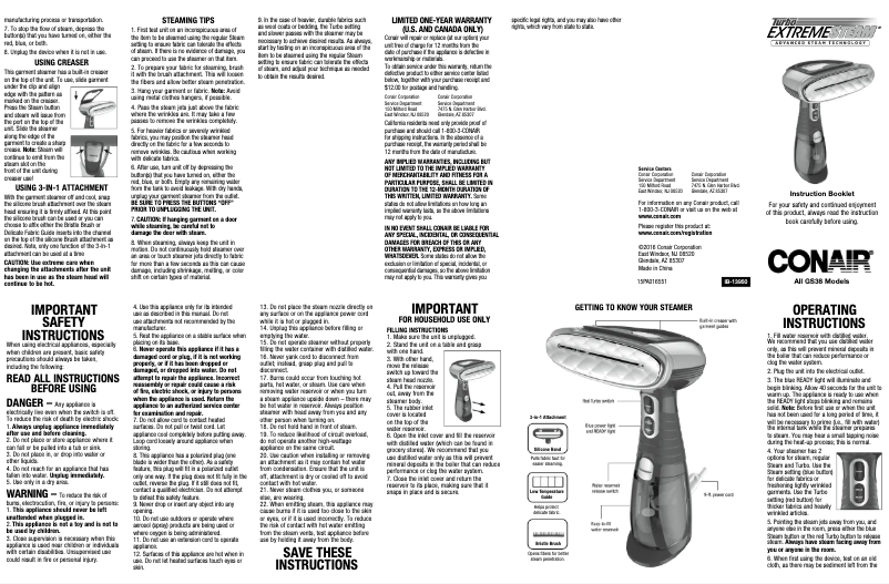 Página 1 del manual Manual de usuario Conair GS38R