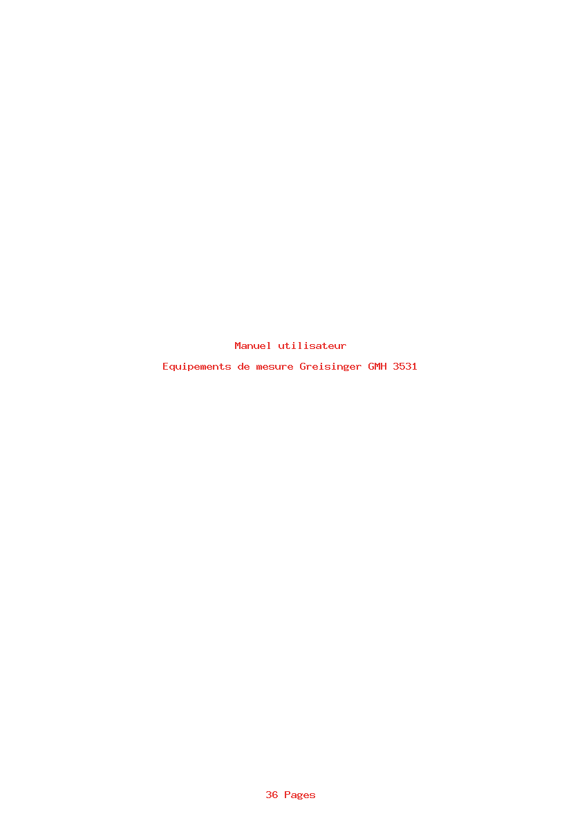 Page 1 de la notice Manuel utilisateur Greisinger GMH 3531