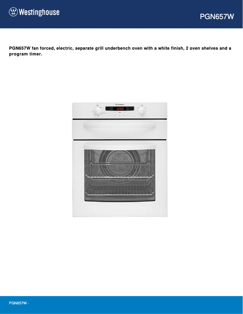 Page 1 de la notice Manuel utilisateur Westinghouse PGN657W