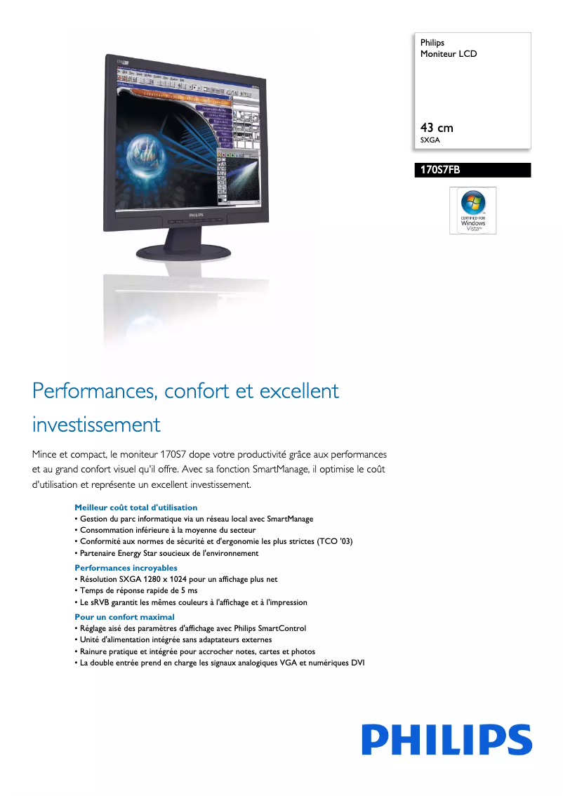 Página 1 del manual Ficha técnica Philips 170S7FB