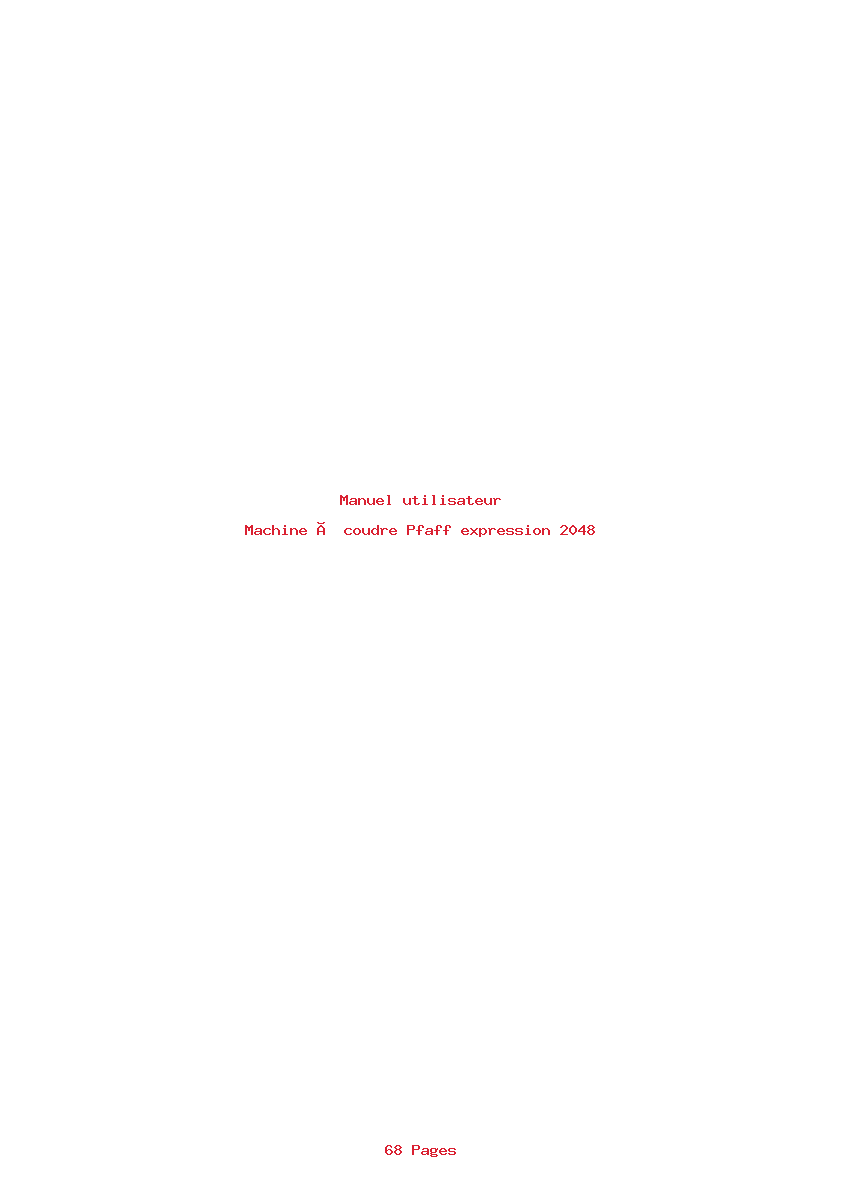Page 1 de la notice Manuel utilisateur Pfaff expression 2048