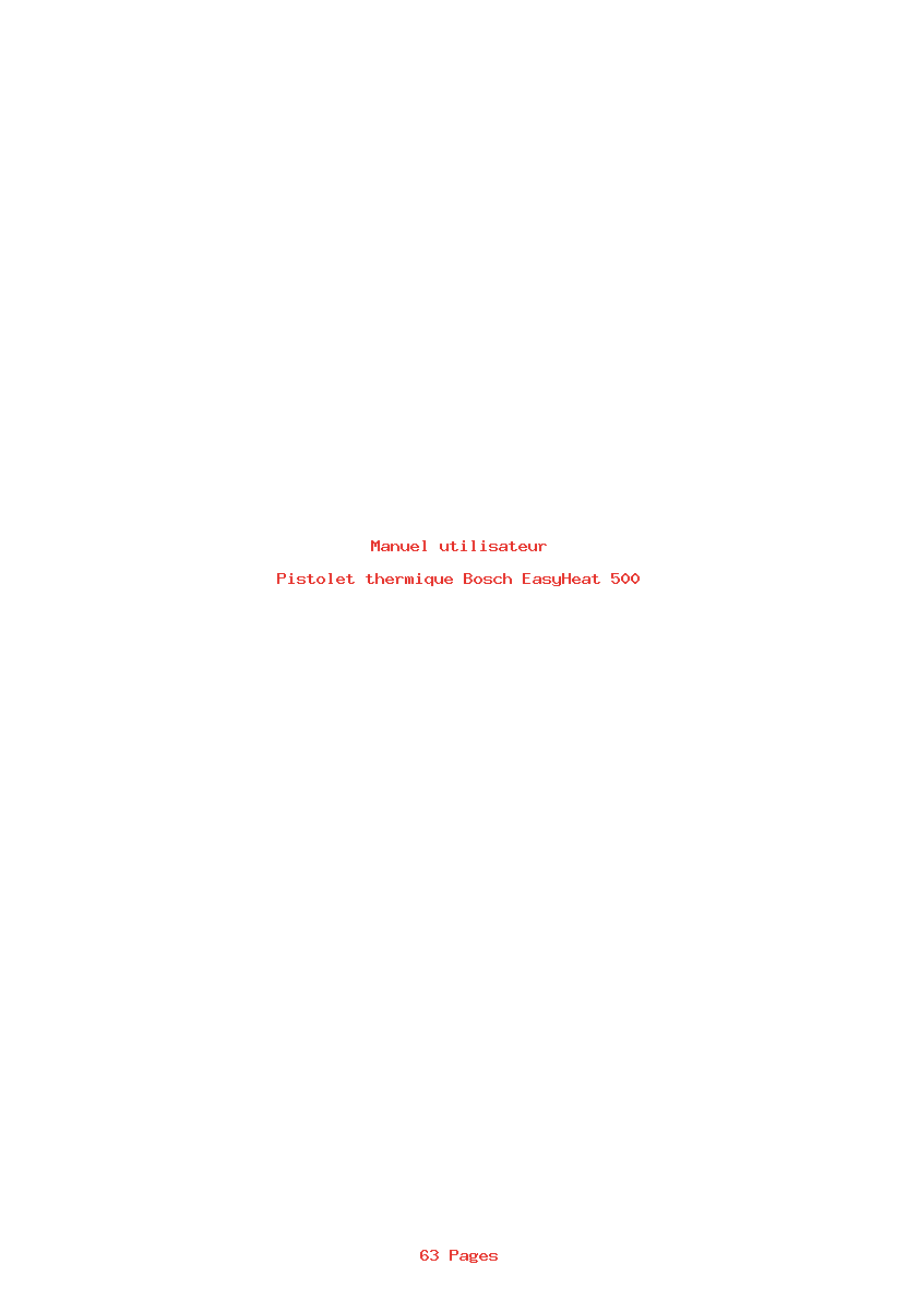 Page 1 de la notice Manuel utilisateur Bosch EasyHeat 500
