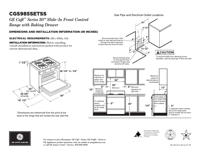 Page 1 de la notice Fiche technique GE Cafe CGS985SETSS