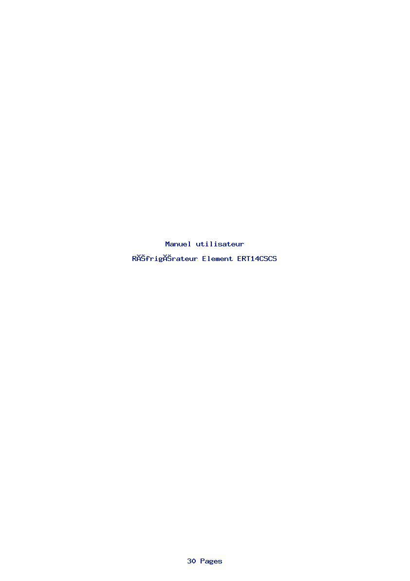 Page 1 de la notice Manuel utilisateur Element ERT14CSCS
