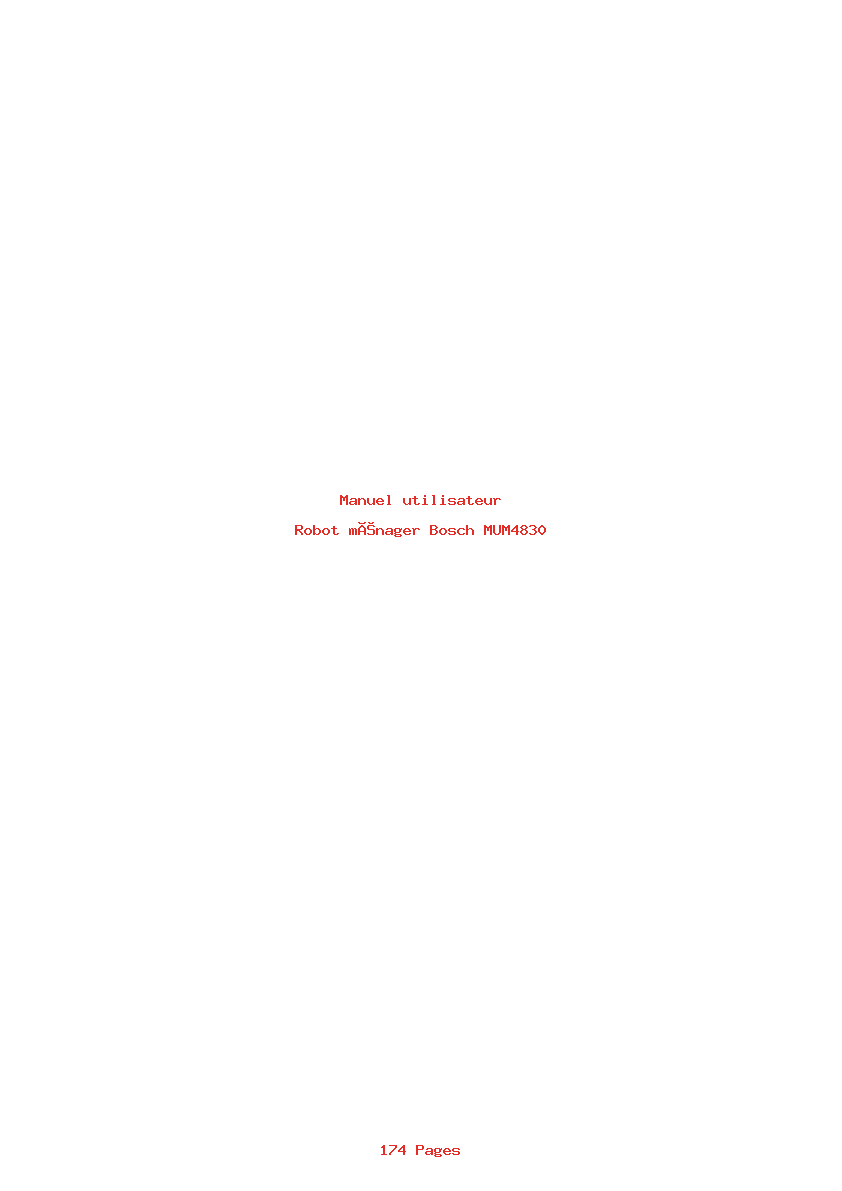 Page 1 de la notice Manuel utilisateur Bosch MUM4830