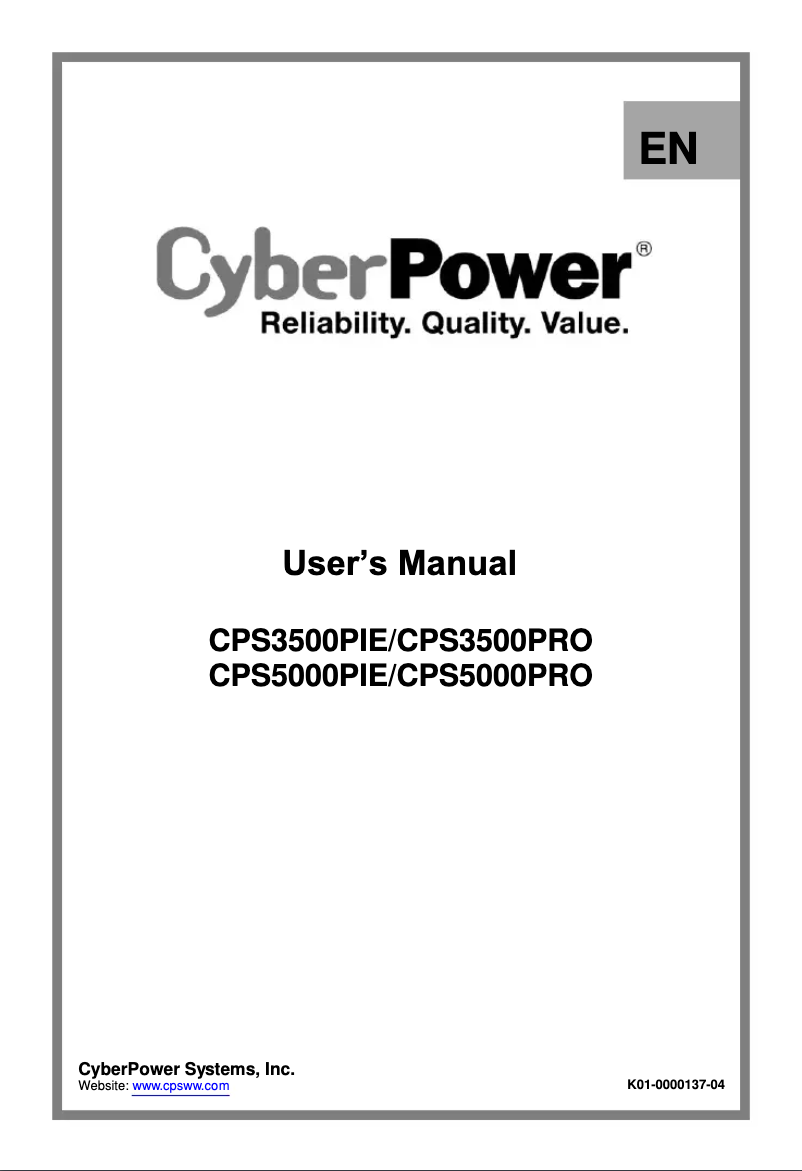 Página 1 del manual Manual de usuario CyberPower CPS3500PRO