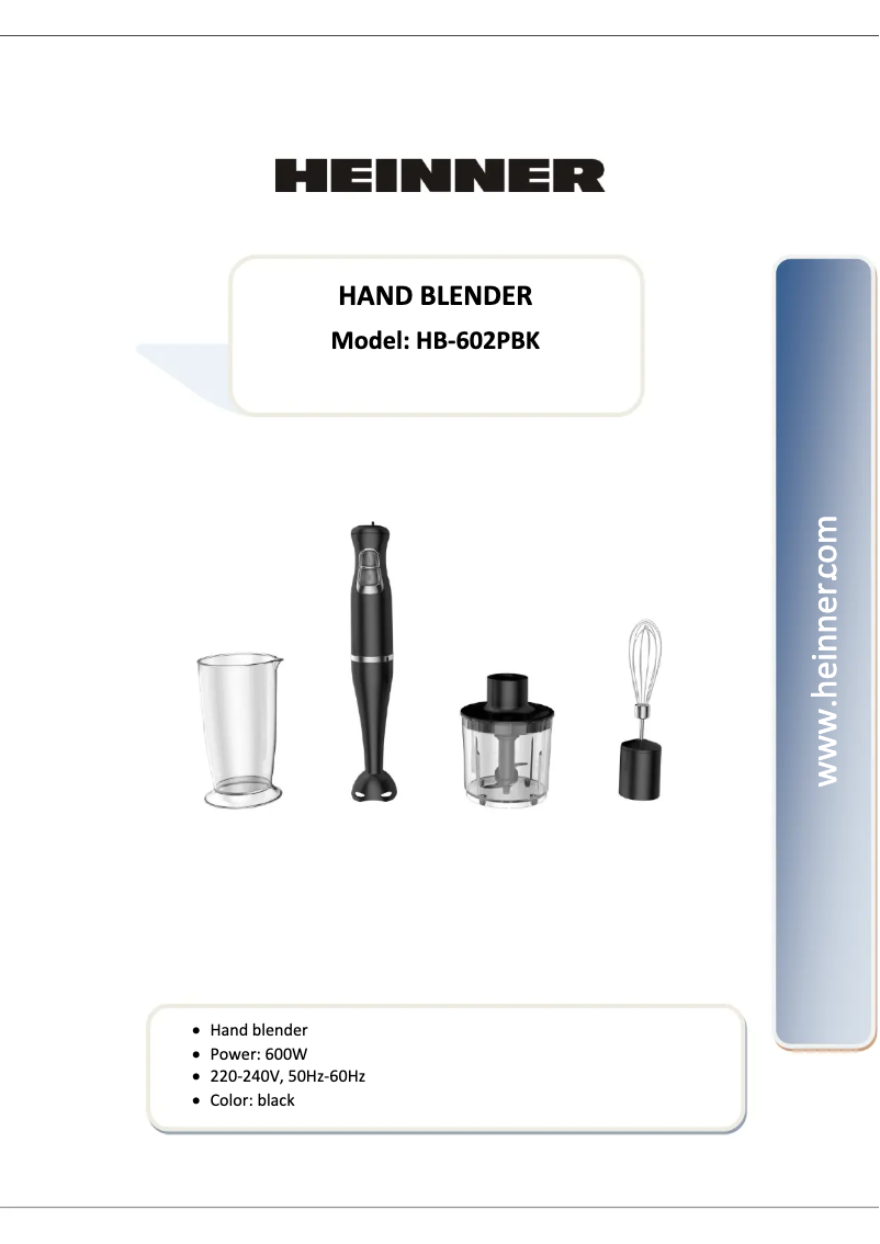 Page 1 de la notice Manuel utilisateur Heinner HB-602PBK