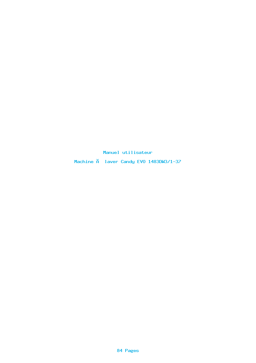 Page 1 de la notice Manuel utilisateur Candy EVO 1483DW3/1-37