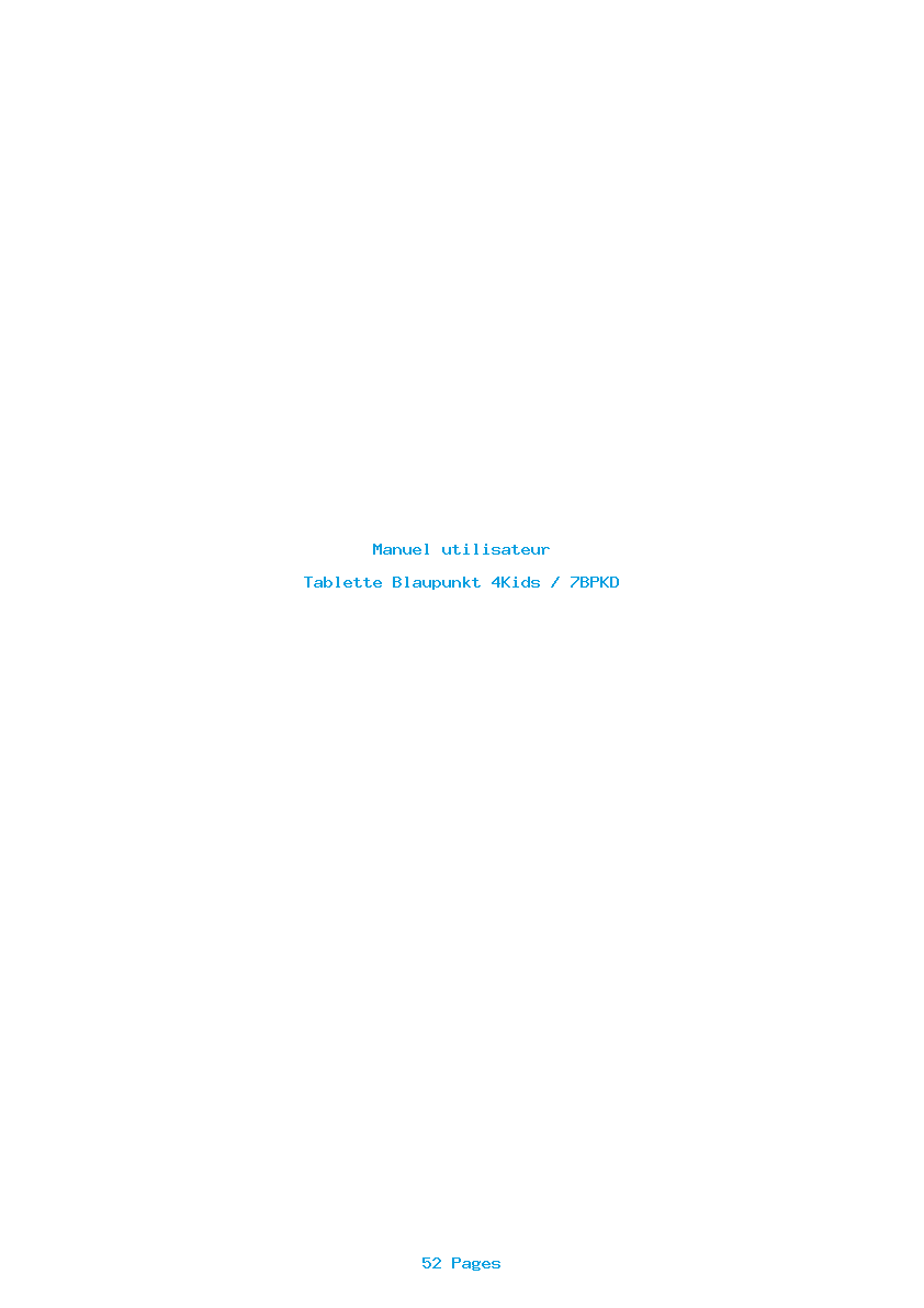 Page 1 de la notice Manuel utilisateur Blaupunkt 4Kids / 7BPKD
