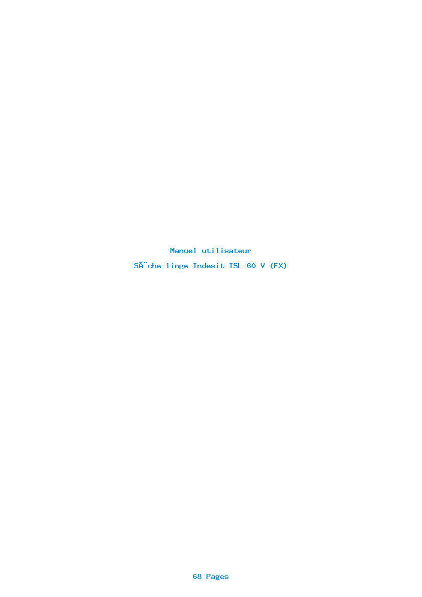 Page 1 de la notice Manuel utilisateur Indesit ISL 60 V (EX)