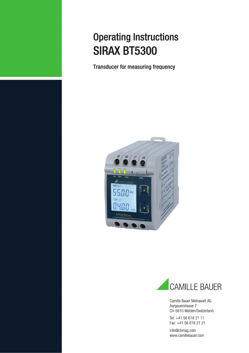 Page 1 de la notice Manuel utilisateur Camille Bauer SIRAX BT5300