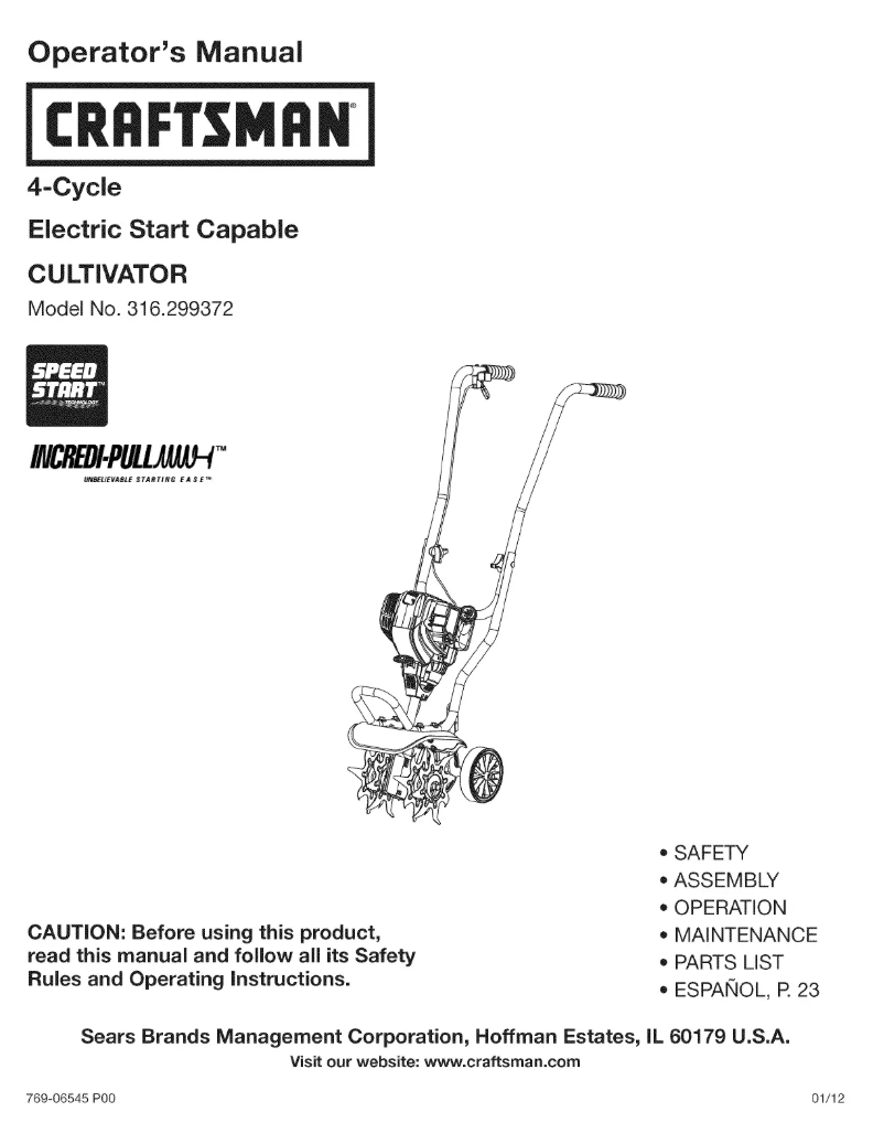 Page 1 of the manual User Manual Craftsman 316.299372