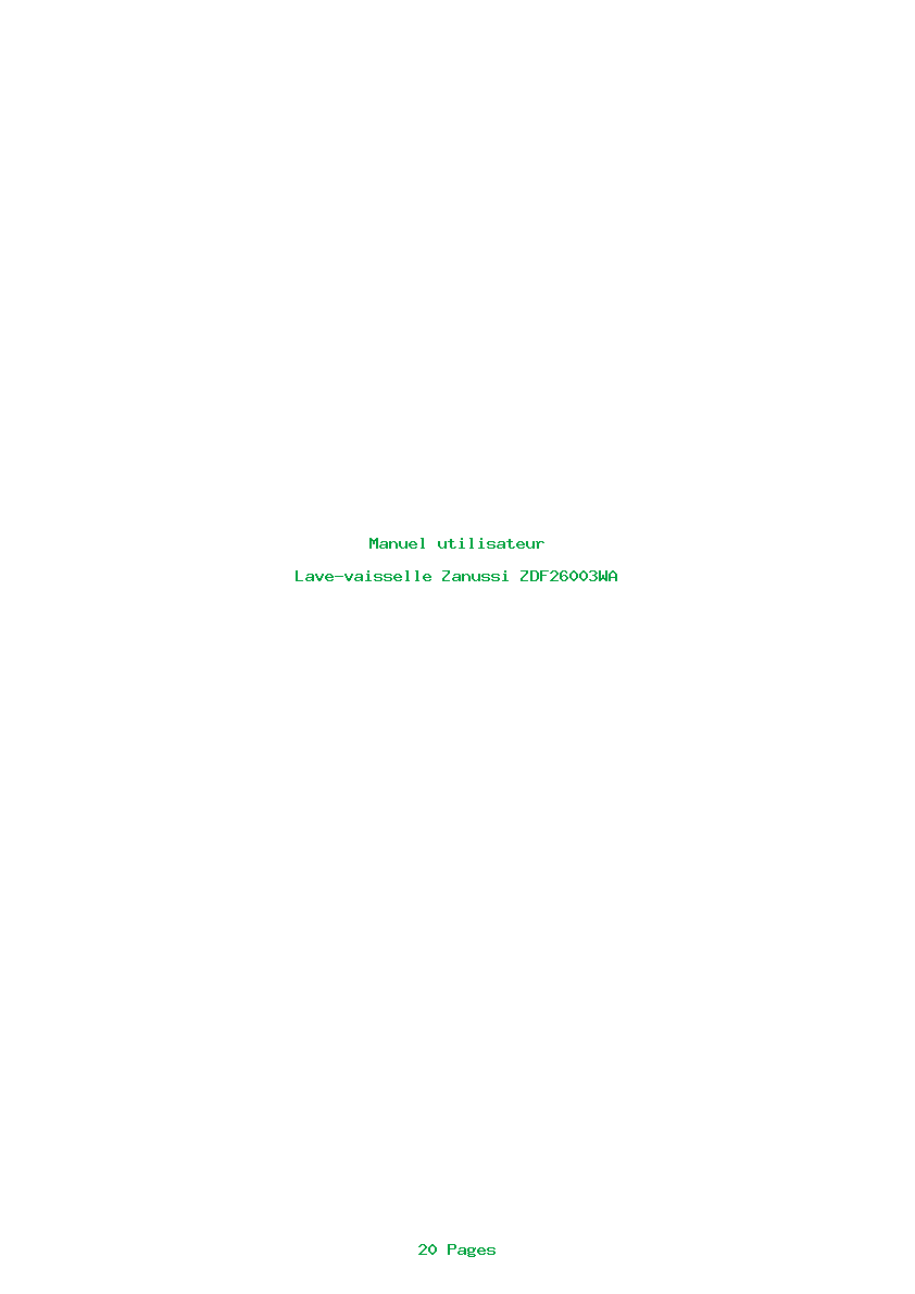 Page 1 de la notice Manuel utilisateur Zanussi ZDF26003WA