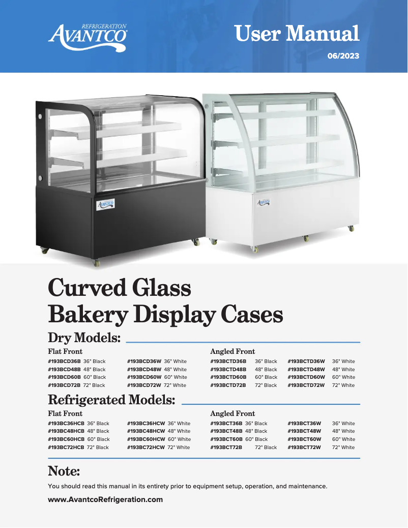 Página 1 del manual Manual de usuario Avantco BCTD-60