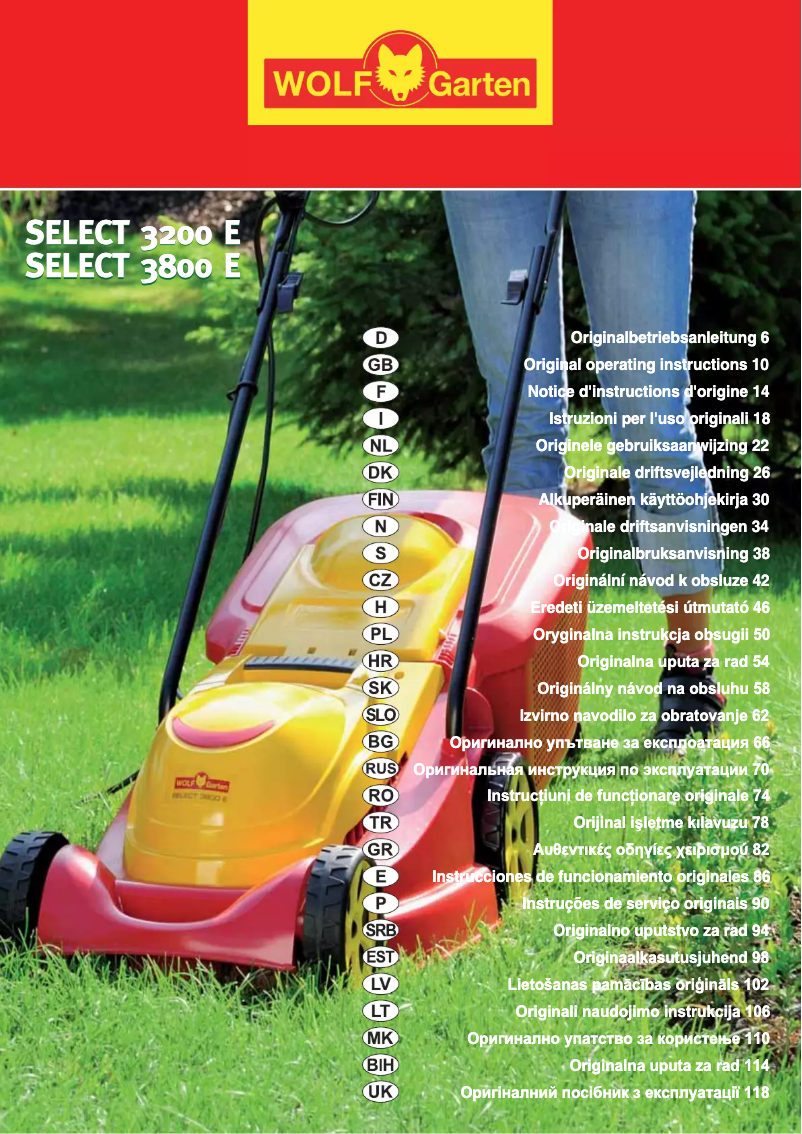 Page 1 de la notice Manuel utilisateur Wolf Garten Select 3200 E