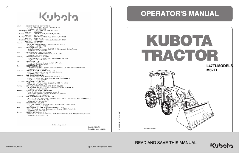 Page 1 de la notice Manuel utilisateur Kubota L47RC