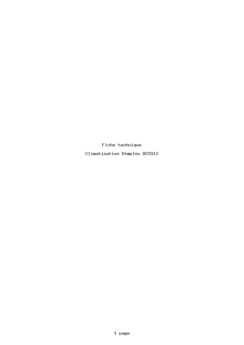 Page 1 de la notice Fiche technique Dimplex DCSS12