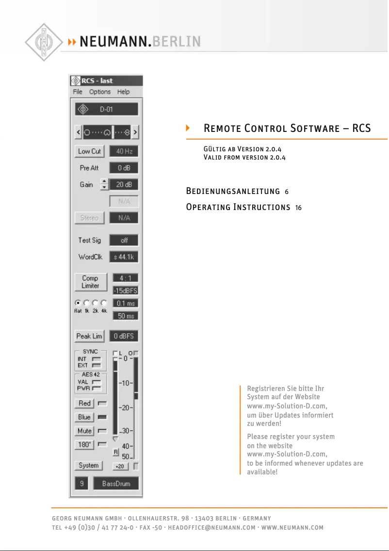 Page 1 de la notice Manuel utilisateur Neumann KK 143
