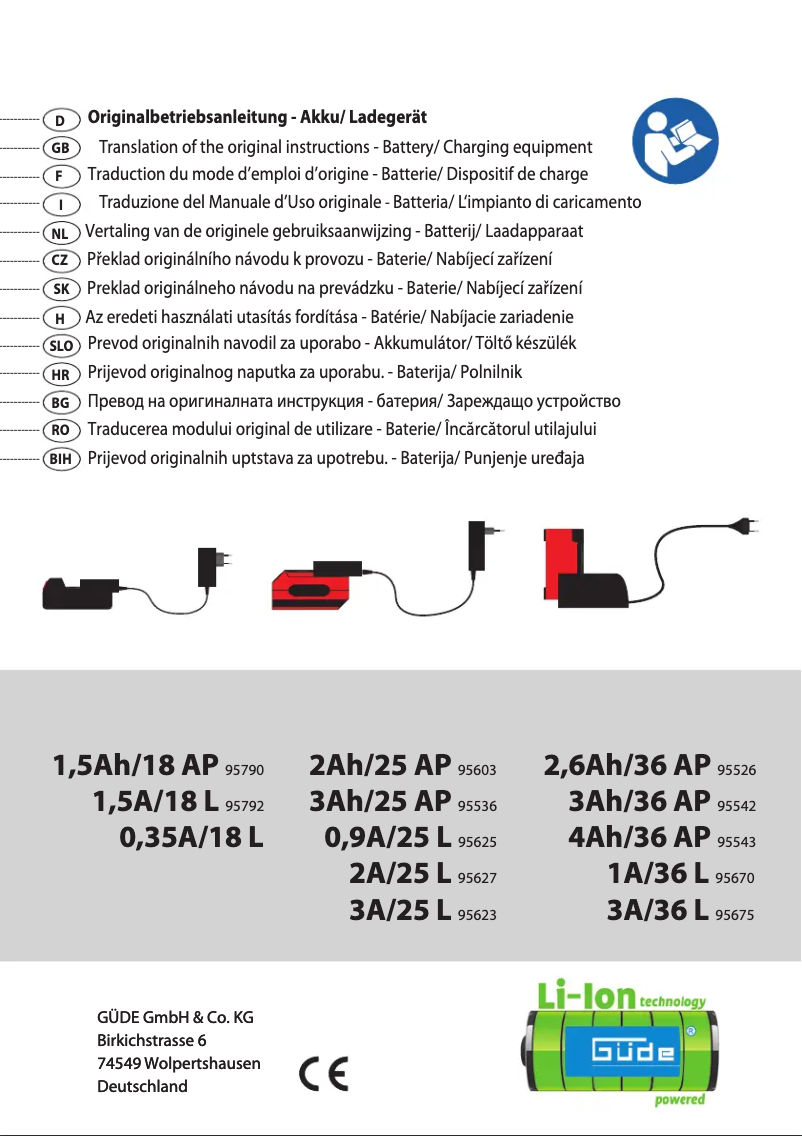 Page 1 de la notice Manuel utilisateur Güde LG 2A/25