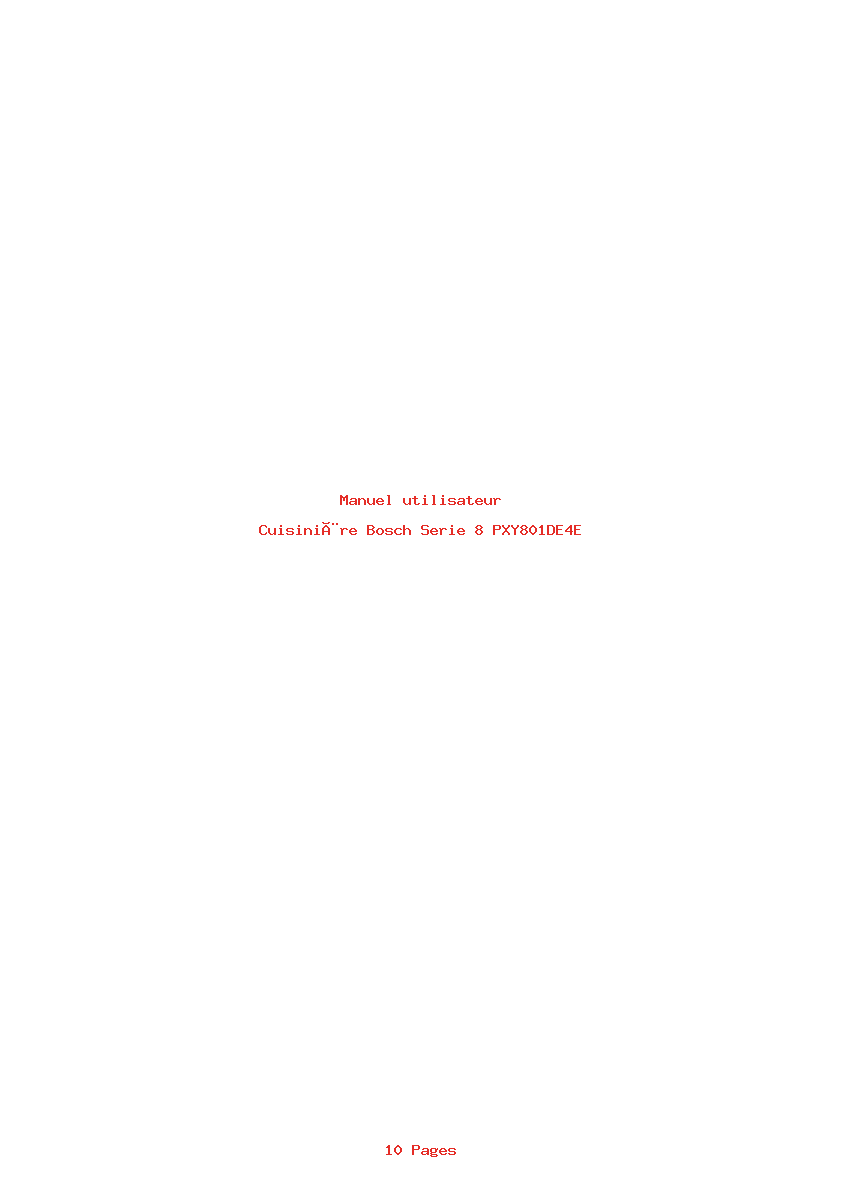 Page 1 de la notice Manuel utilisateur Bosch Serie 8 PXY801DE4E