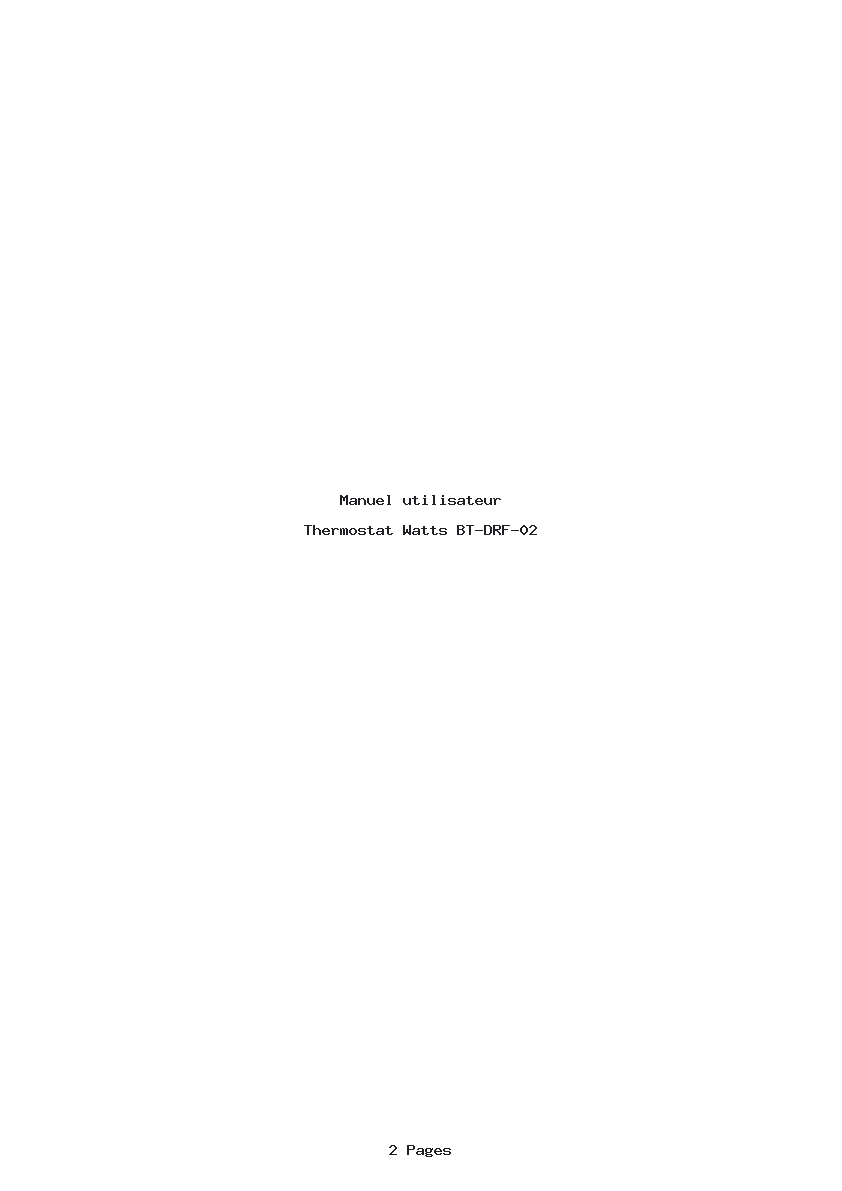 Page 1 de la notice Manuel utilisateur Watts BT-DRF-02
