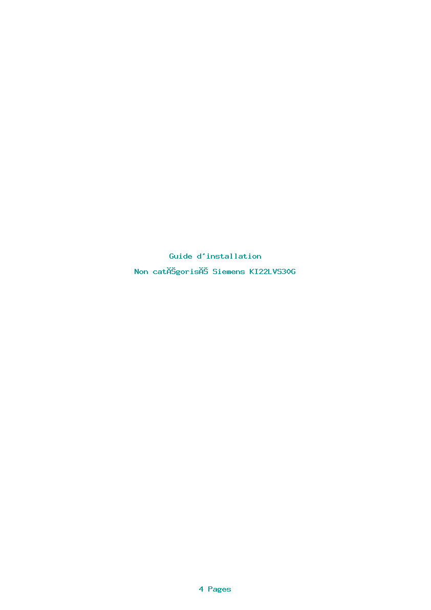 Page 1 de la notice Guide d'installation Siemens KI22LVS30G