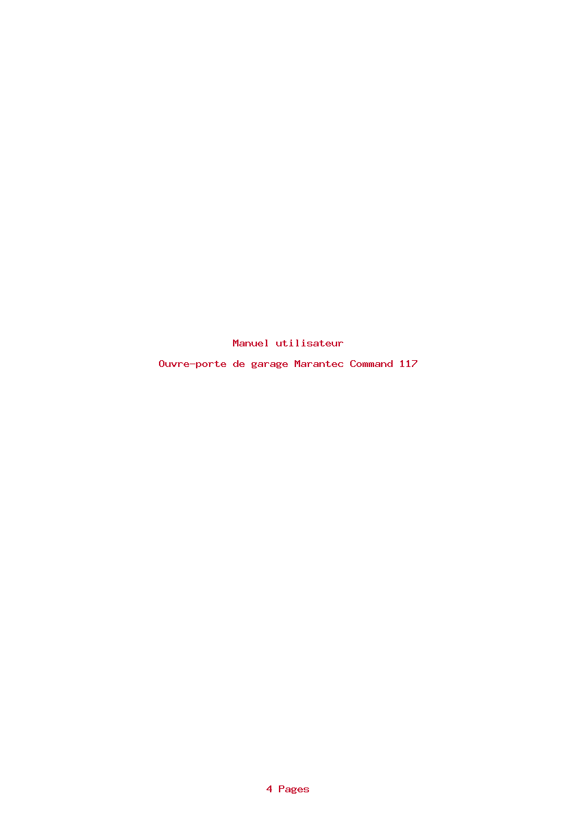 Page 1 de la notice Manuel utilisateur Marantec Command 117