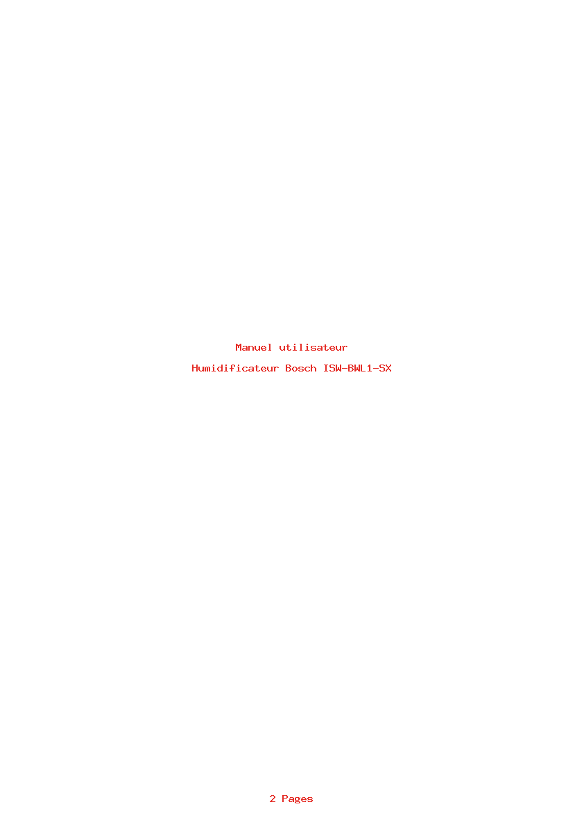Page 1 de la notice Manuel utilisateur Bosch ISW-BWL1-SX