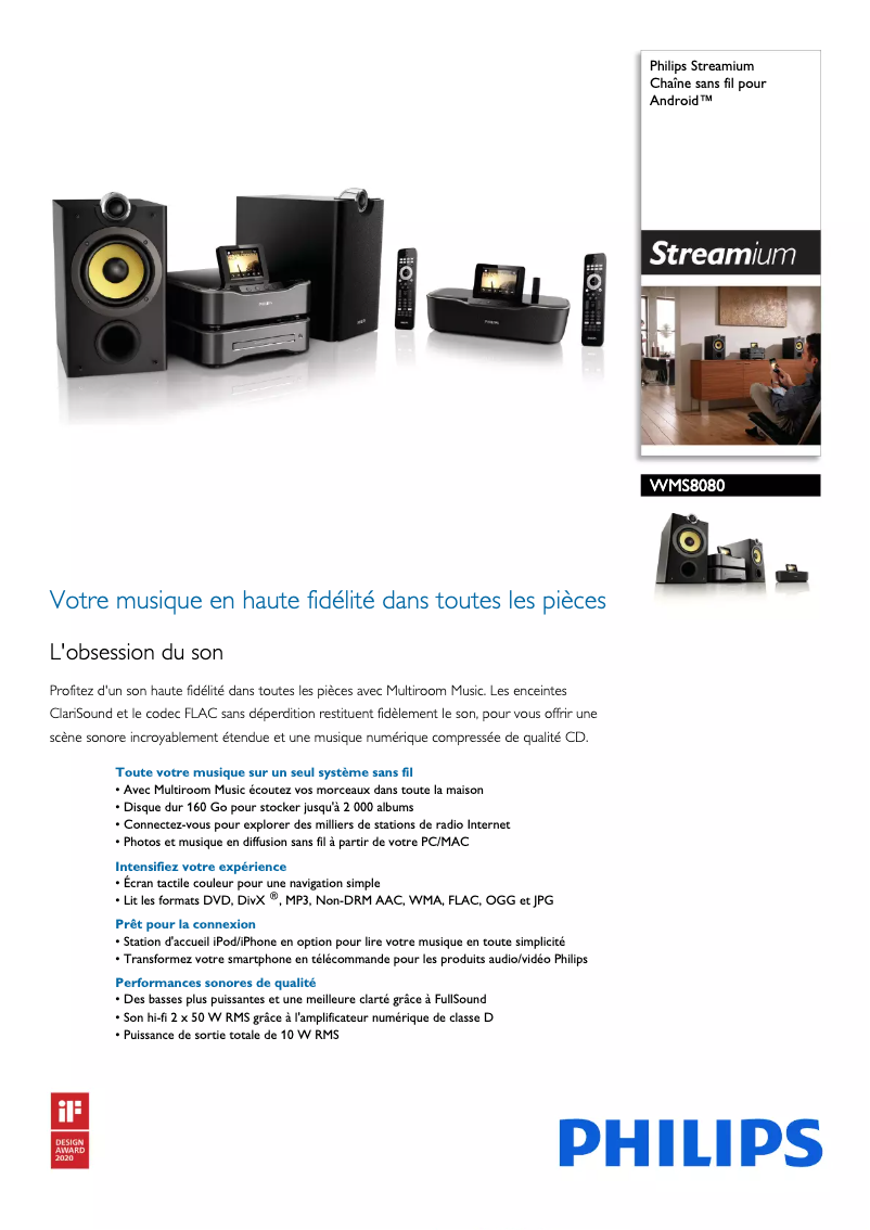 Page n°1 - Fiche technique Philips Streamium WMS8080