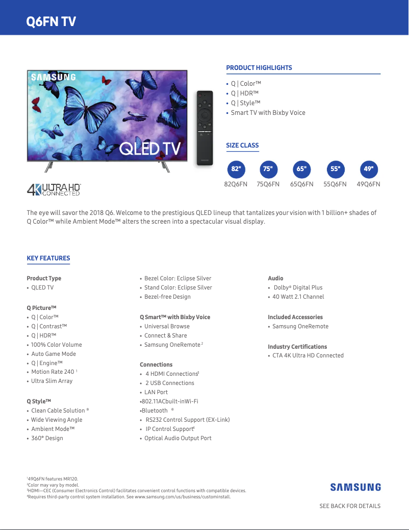 Página 1 del manual Ficha técnica Samsung QN49Q6FN