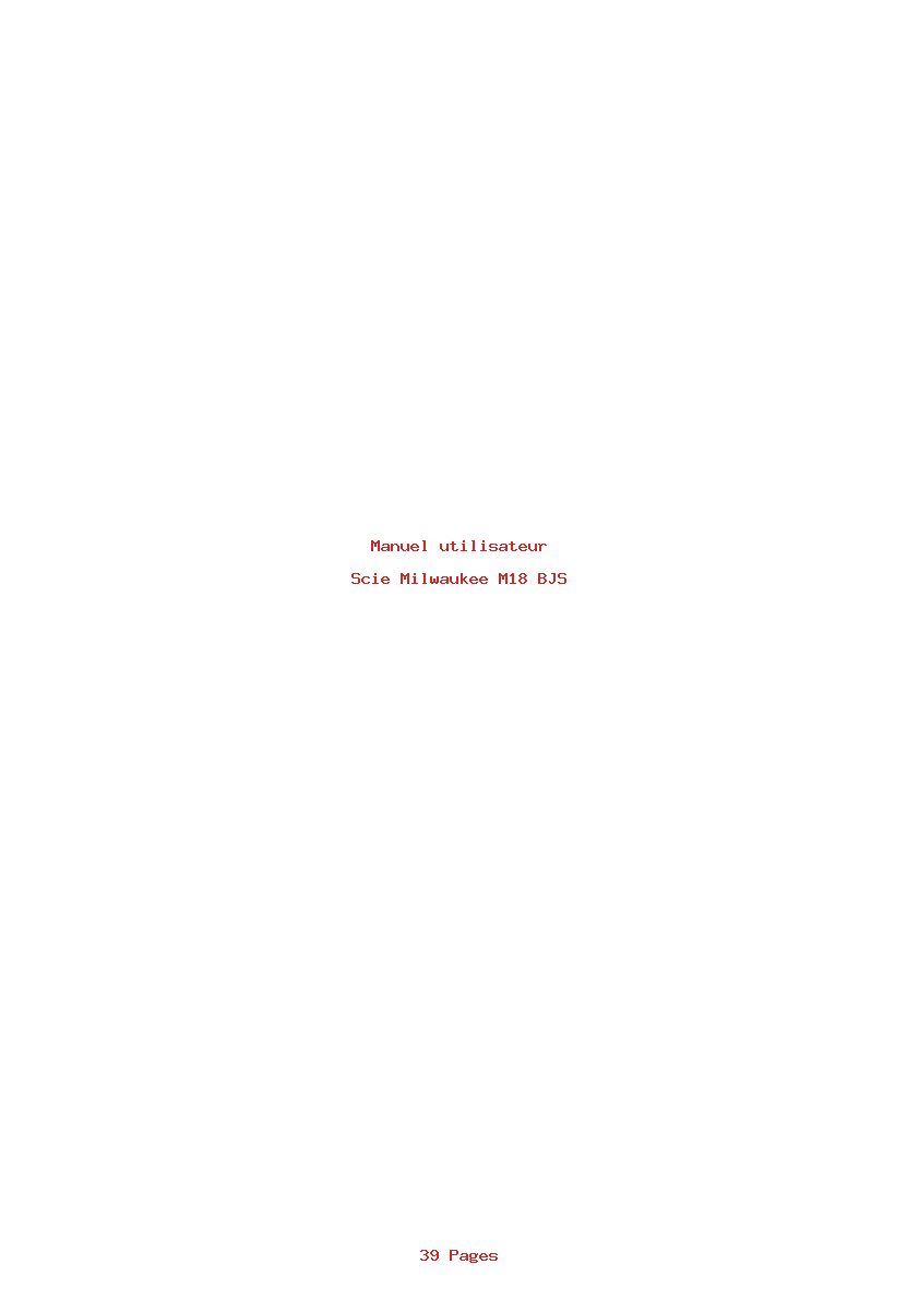 Page 1 de la notice Manuel utilisateur Milwaukee M18 BJS