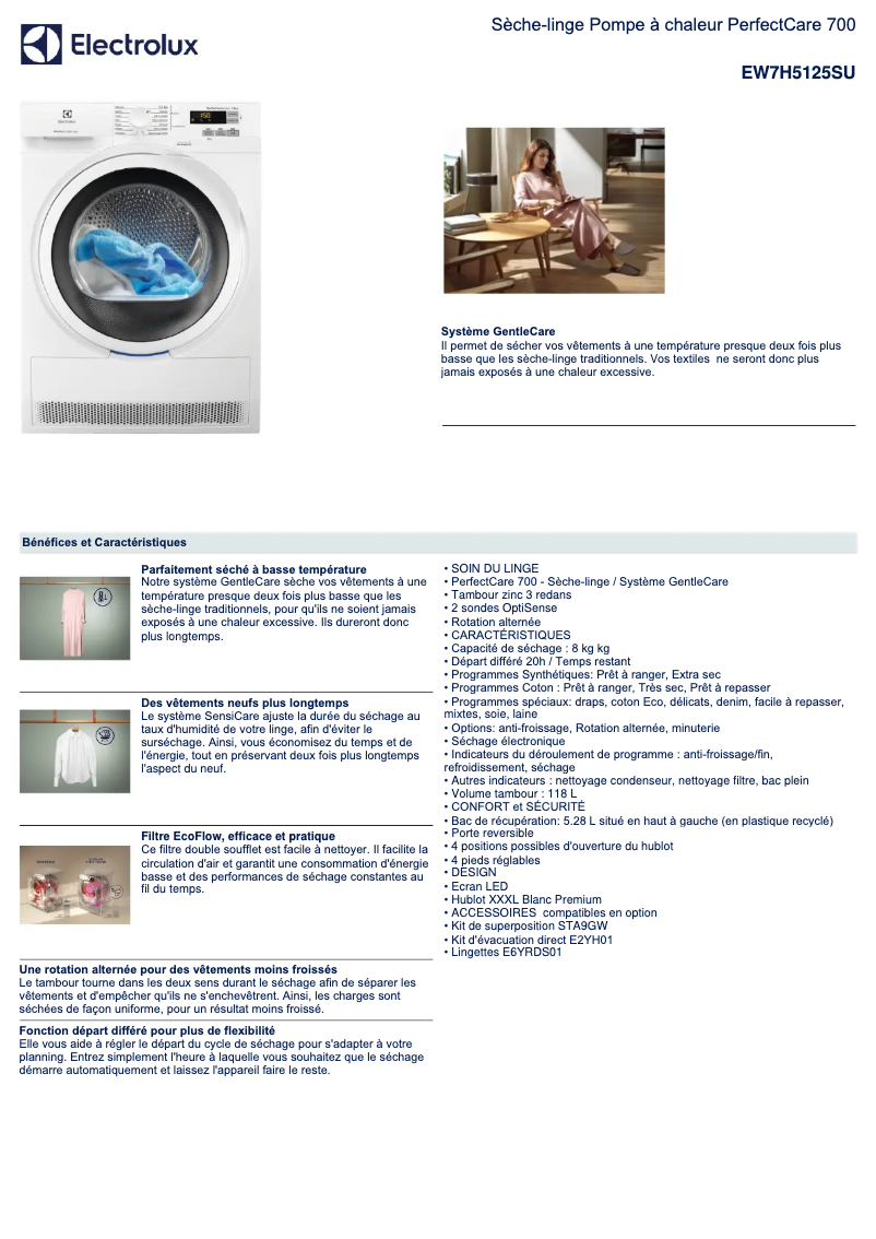 Página 1 del manual Ficha técnica Electrolux EW7H5125SU