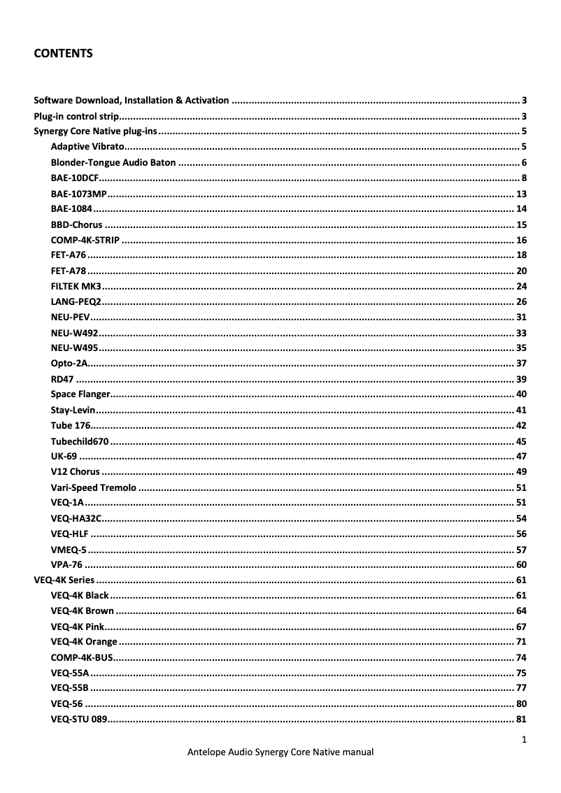 Page 1 of the manual User Manual Antelope Audio Audio Synergy Core Native