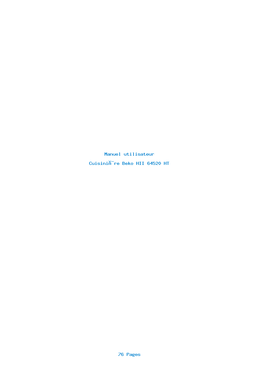 Page 1 de la notice Manuel utilisateur Beko HII 64520 HT