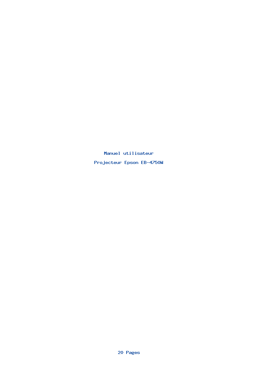 Page 1 de la notice Manuel utilisateur Epson EB-4750W
